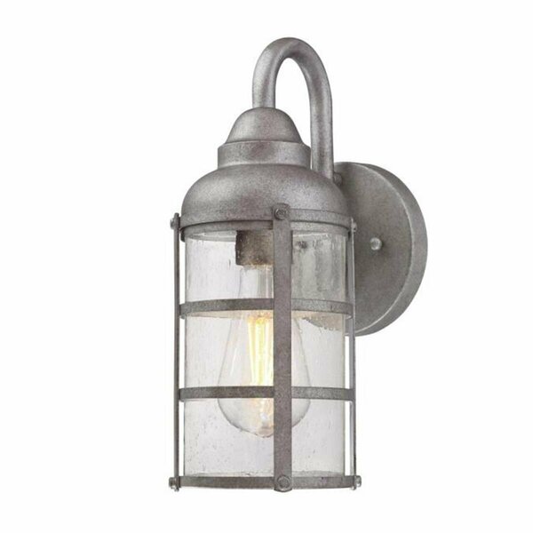 Brilliantbulb 1 Light Wall Fixture with Clear Seeded Glass, Galvanized Steel BR2690074